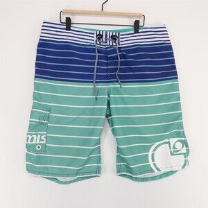 Nomis Board Shorts Mens 36 Blue Striped Lace Up